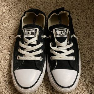 Black and white slip on converse